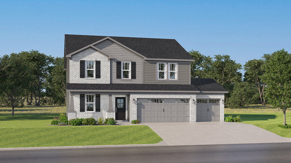 Venture Sycamore II B Brick 3 Car Garage Windows