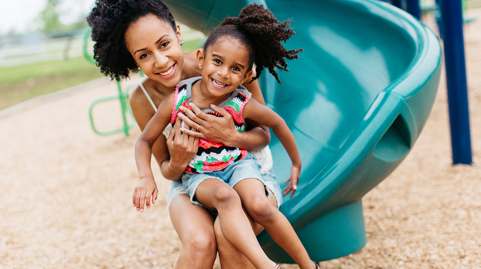 N Pic Family Outdoors Park Playground Slide Mother Daughter (Playground in Villages of Greenhill)