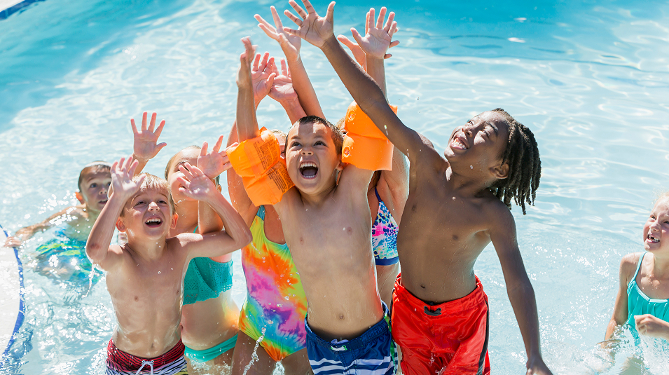 N Pic Kids Pool Group Reaching Up (Swimming Pool in Southwood at Arbor Walk)