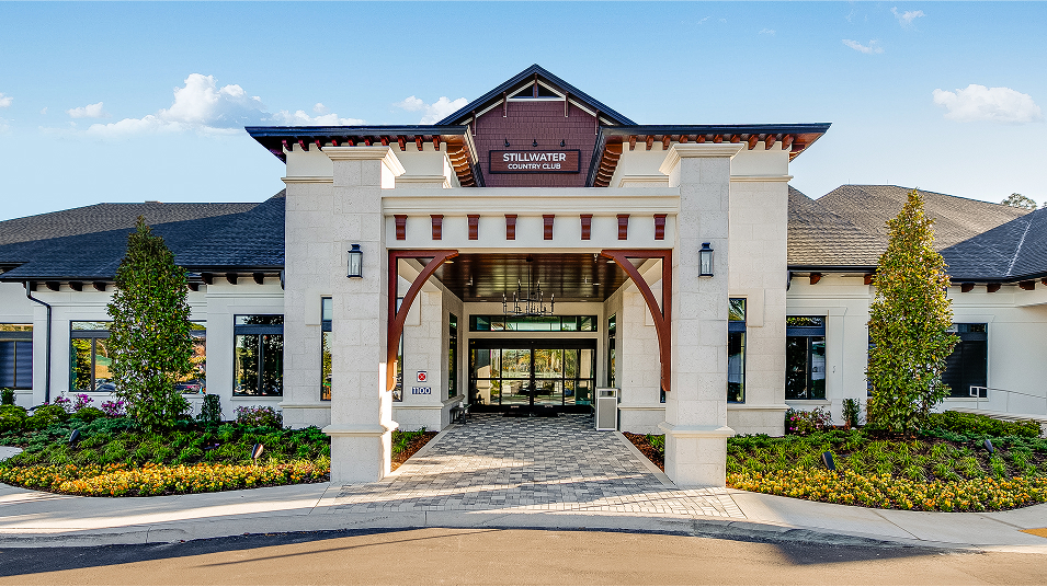 Stillwater clubhouse exterior and landscaping