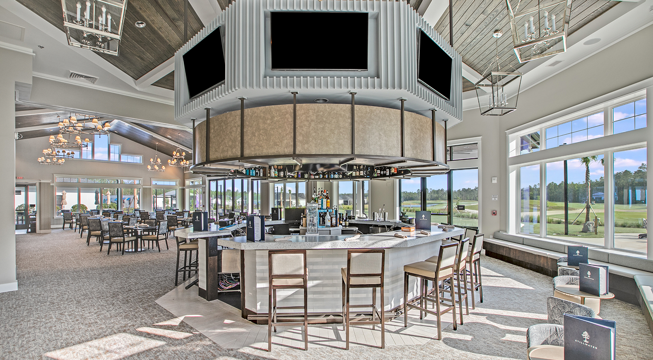 Stillwater clubhouse bar and dining space