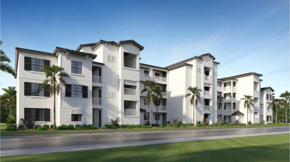 A contemporary-inspired condominium exterior (Carolina at 19008 Scallop Loop #101, Terrace Golf Collection)