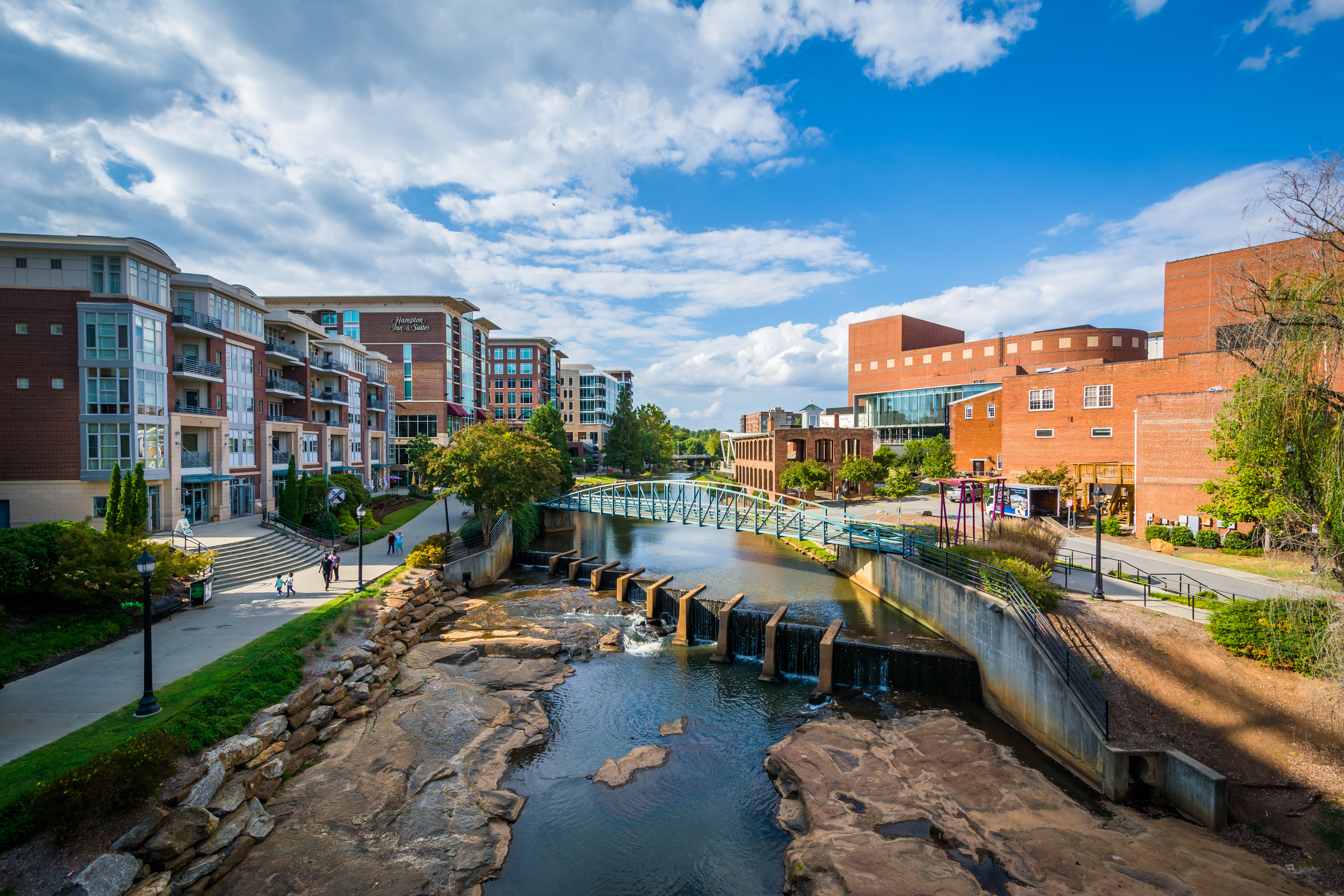 View of the Reedy River, in downtown Greenville, South Carolina