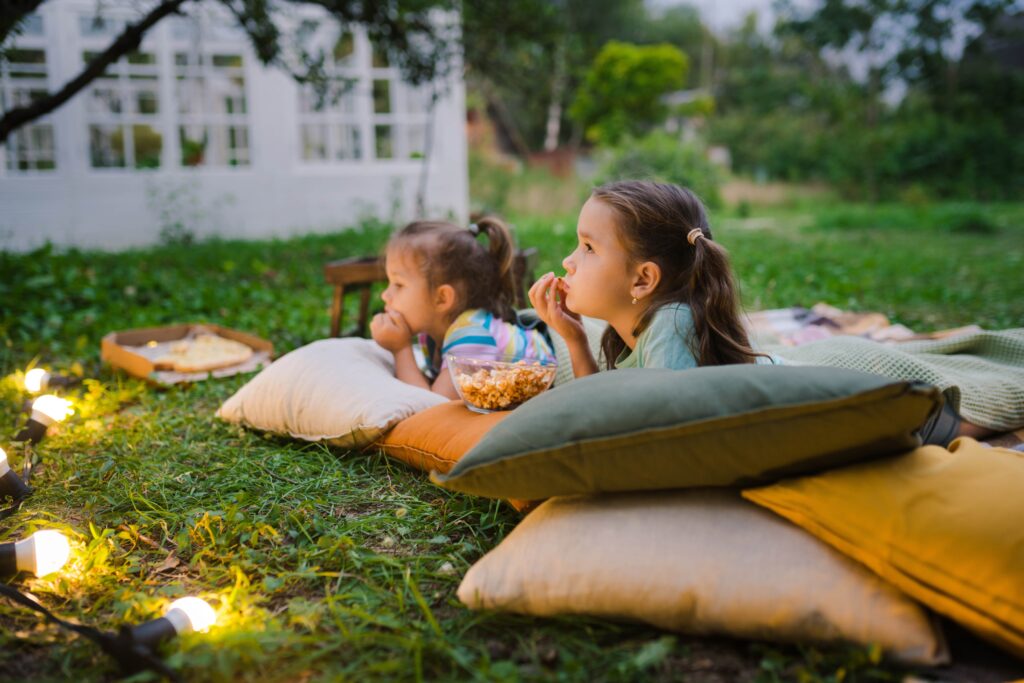 kids outdoors in the backyard