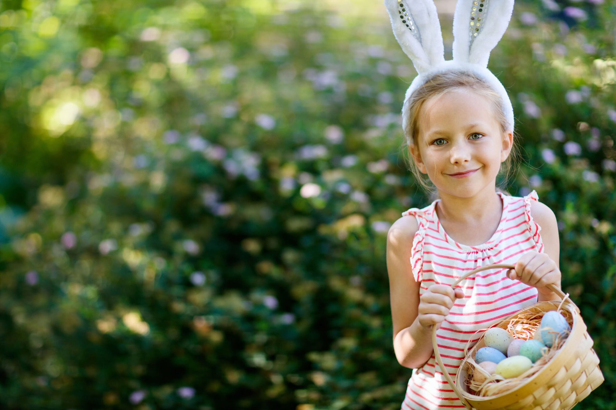 N Pic Holidays Easter Girl Bunny Ear Headband Basket Eggs