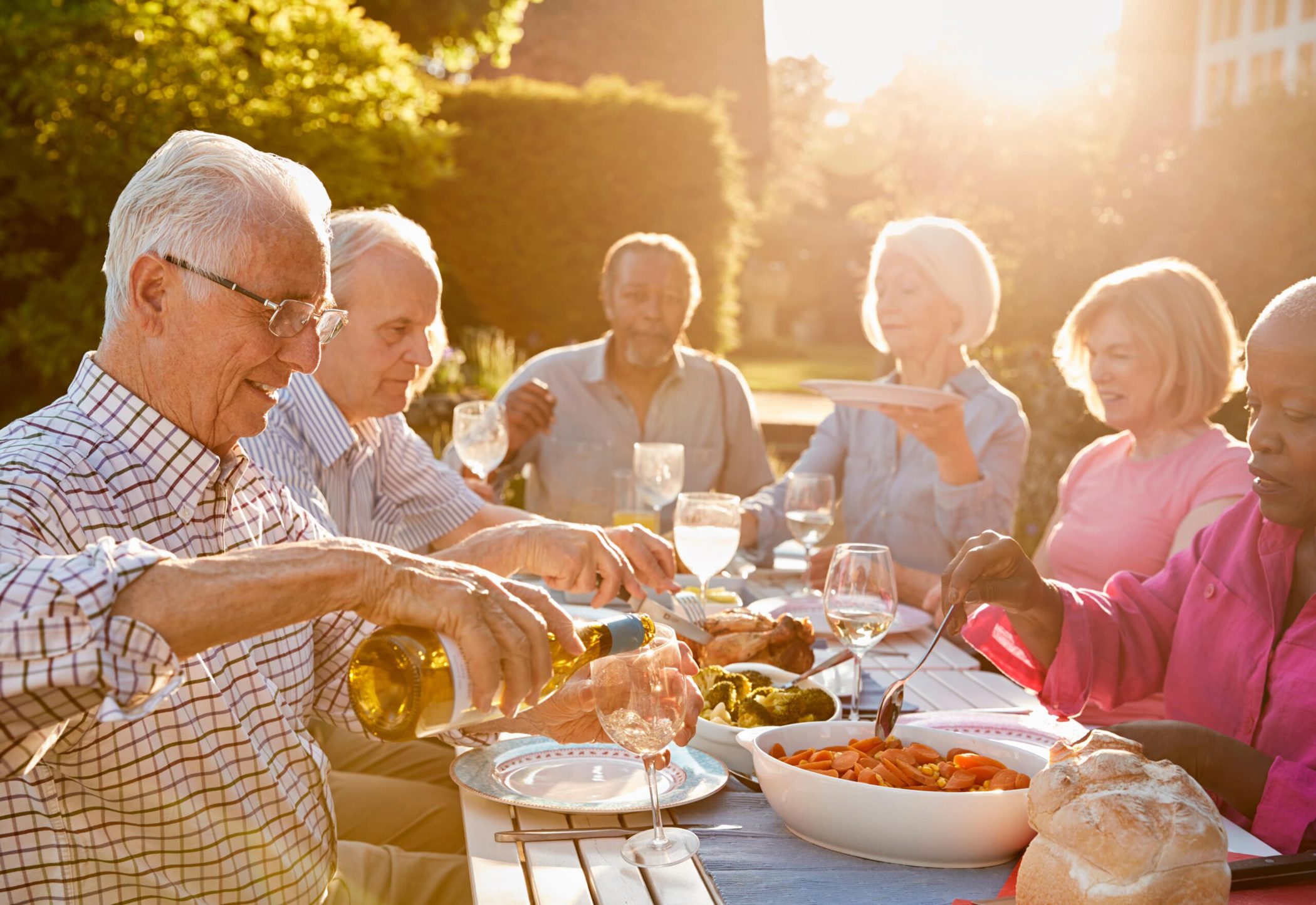 N Pic Active Adult Group Outdoors Dining Sunset