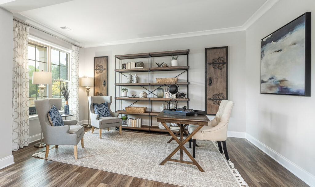 bookshelf styling Lennar home office
