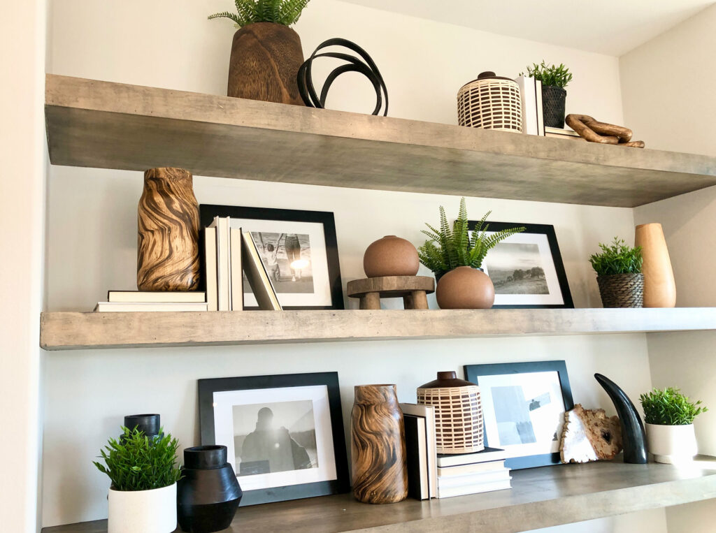 bookshelf styling Lennar home office
