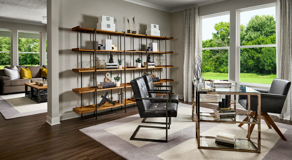 bookshelf styling Lennar home office
