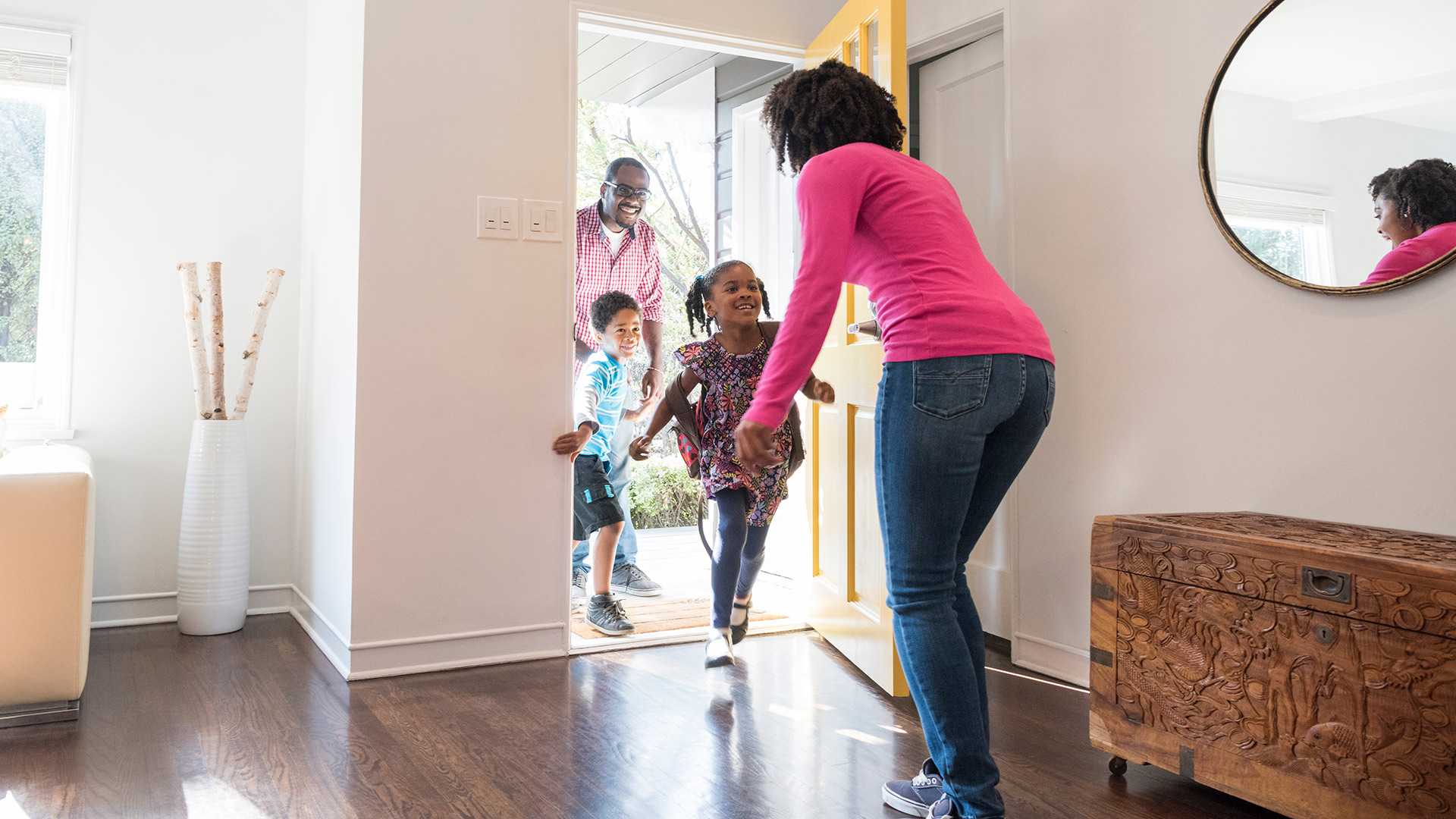 N Pic Father Kids Getting Home i Stock 623699624
