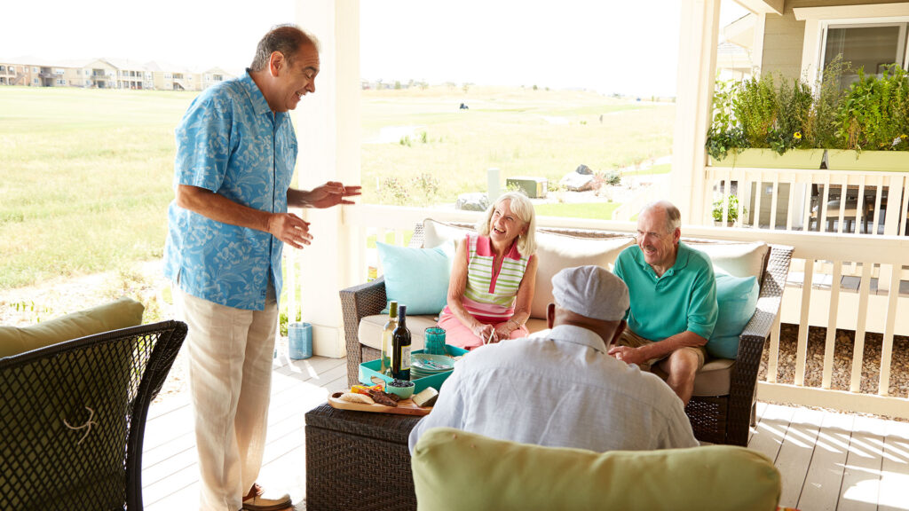 Lifestyle friends outside on patio